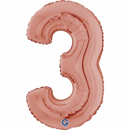 Palloncino in Foil 26" Numero 3 Rose Gold Numeri 26" Rose Gold