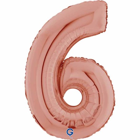 Palloncino in Foil 26" Numero 6 Rose Gold Numeri 26" Rose Gold