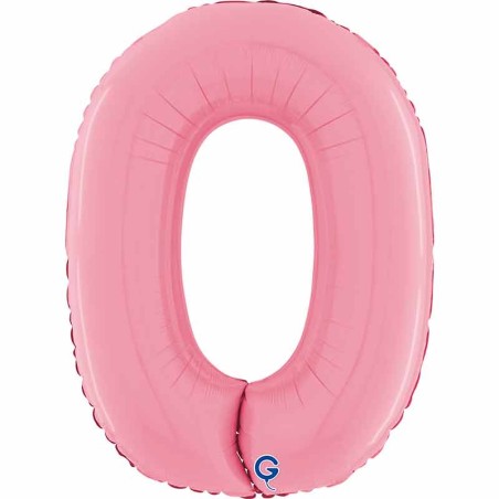 Palloncino in Foil 26" Numero 0 Rosa "Pink" Numeri 26" Rosa "Pastel Pink"