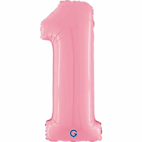 Palloncino in Foil 26" Numero 1 Rosa "Pink" Numeri 26" Rosa "Pastel Pink"