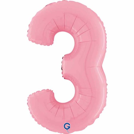 Palloncino in Foil 26" Numero 3 Rosa "Pink" Numeri 26" Rosa "Pastel Pink"