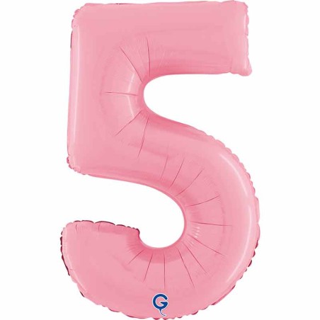 Palloncino in Foil 26" Numero 5 Rosa "Pink" Numeri 26" Rosa "Pastel Pink"
