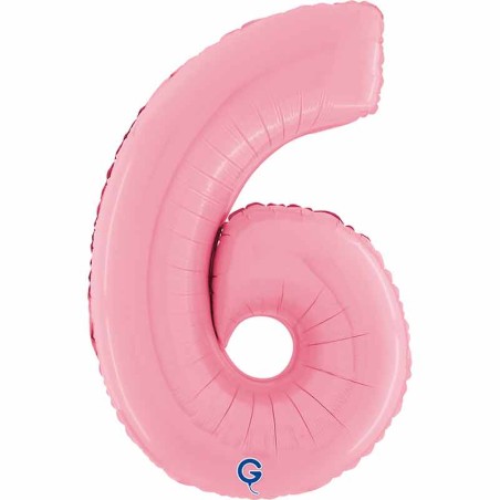 Palloncino in Foil 26" Numero 6 Rosa "Pink" Numeri 26" Rosa "Pastel Pink"