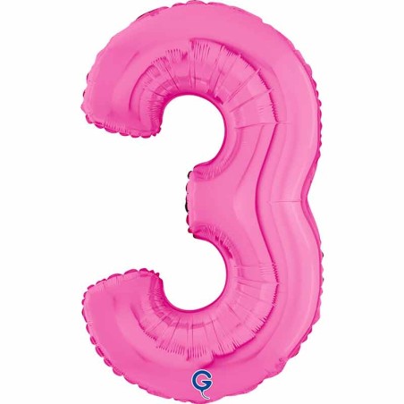 Palloncino in Foil 26" Numero 3 Fucsia "Hot Pink" Numeri 26" Fucsia "Hot Pink"