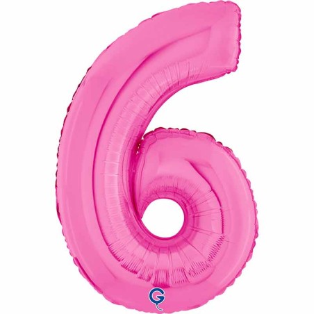 Palloncino in Foil 26" Numero 6 Fucsia "Hot Pink" Numeri 26" Fucsia "Hot Pink"