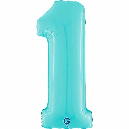 Palloncino in Foil 26" Numero 1 Celeste "Light Blue" Numeri 26" Celeste "Pastel Blue"