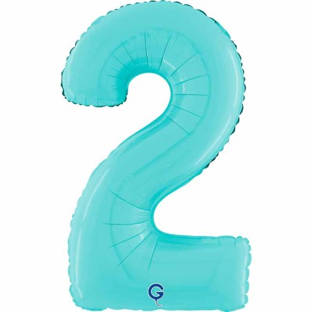 Palloncino in Foil 26" Numero 2 Celeste "Light Blue" Numeri 26" Celeste "Pastel Blue"