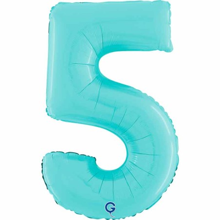 Palloncino in Foil 26" Numero 5 Celeste "Light Blue" Numeri 26" Celeste "Pastel Blue"