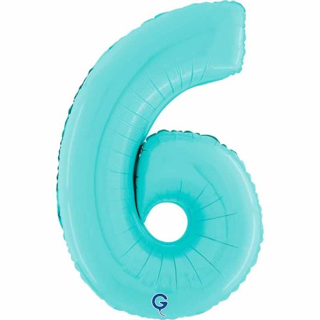 Palloncino in Foil 26" Numero 6 Celeste "Light Blue" Numeri 26" Celeste "Pastel Blue"