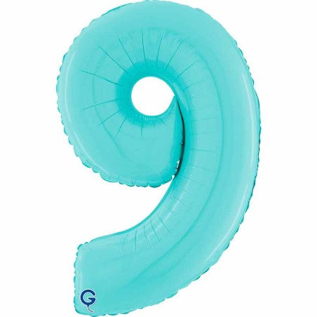 Palloncino in Foil 26" Numero 9 Celeste "Light Blue" Numeri 26" Celeste "Pastel Blue"