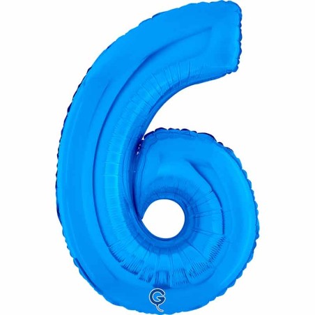 Palloncino in Foil 26" Numero 6 Blu "Blue" Numeri 26" Blu "Blue Royal"