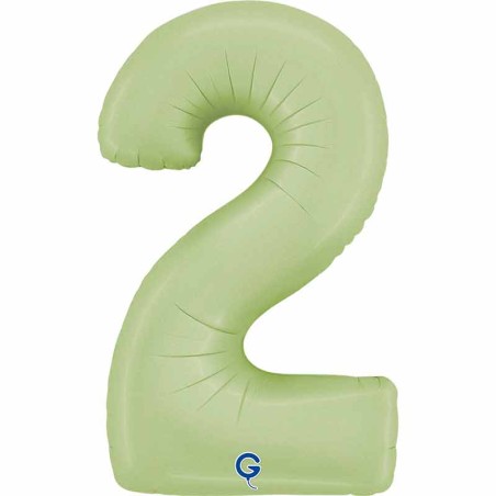 Palloncino in Foil 26" Numero 2 Verde Oliva "Satin Olive" Numeri 26" Verde Oliva "Satin Olive Green"