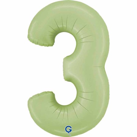 Palloncino in Foil 26" Numero 3 Verde Oliva "Satin Olive" Numeri 26" Verde Oliva "Satin Olive Green"