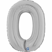 Palloncino in Foil 26" Numero 0 Argento "Silver" Numeri 26" Argento "Silver"