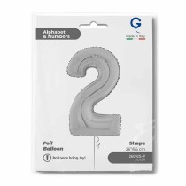 Palloncino in Foil 26" Numero 2 Argento "Silver" Numeri 26" Argento "Silver"