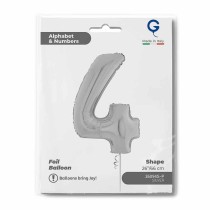Palloncino in Foil 26" Numero 4 Argento "Silver" Numeri 26" Argento "Silver"