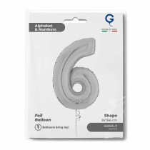 Palloncino in Foil 26" Numero 6 Argento "Silver" Numeri 26" Argento "Silver"