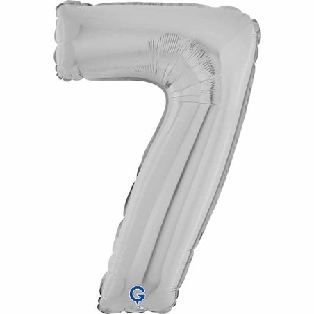 Palloncino in Foil 26" Numero 7 Argento "Silver" Numeri 26" Argento "Silver"