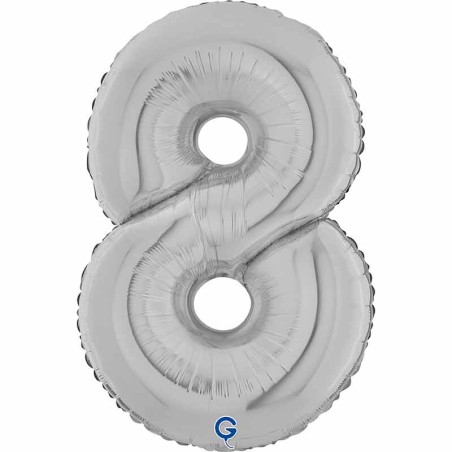 Palloncino in Foil 26" Numero 8 Argento "Silver" Numeri 26" Argento "Silver"