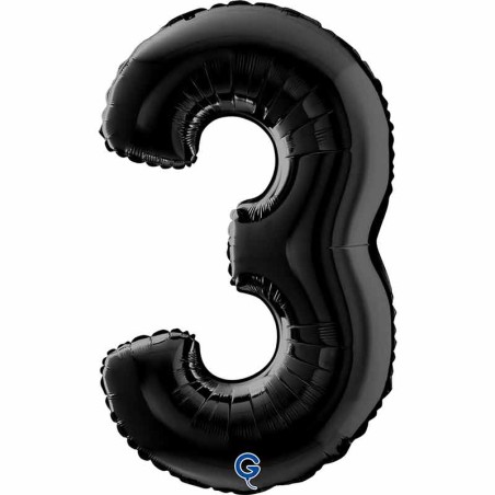 Palloncino in Foil 26" Numero 3 Nero "Black" Numeri 26" Nero "Black"