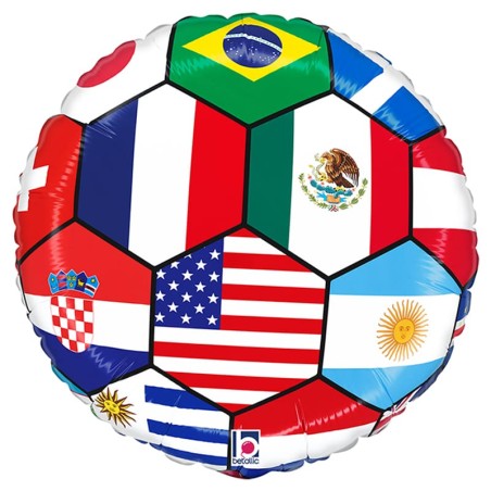 Palloncino in Foil 18" Pallone Mondiali di Calcio "Soccer Ball Nations" Sport e Veicoli Grabo