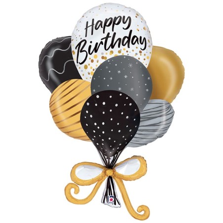Palloncino in Foil 38" Super Shape Palloncini Happy Birthday "Satin Birthday Balloons" Happy Birthday Grabo