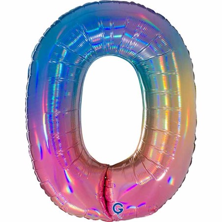 Palloncino in Foil 40" Numero 0 Arcobaleno "Colourful Rainbow" Numeri 40" Arcobaleno "Colourful-Rainbow"