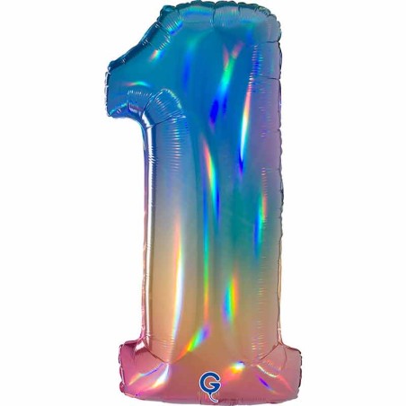 Palloncino in Foil 40" Numero 1 Arcobaleno "Colourful Rainbow" Numeri 40" Arcobaleno "Colourful-Rainbow"