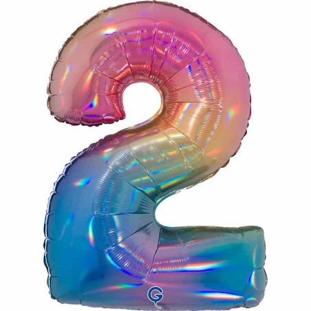 Palloncino in Foil 40" Numero 2 Arcobaleno "Colourful Rainbow" Numeri 40" Arcobaleno "Colourful-Rainbow"
