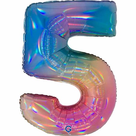 Palloncino in Foil 40" Numero 5 Arcobaleno "Colourful Rainbow" Numeri 40" Arcobaleno "Colourful-Rainbow"