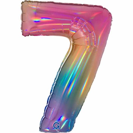 Palloncino in Foil 40" Numero 7 Arcobaleno "Colourful Rainbow" Numeri 40" Arcobaleno "Colourful-Rainbow"
