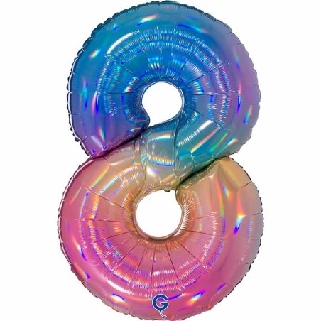 Palloncino in Foil 40" Numero 8 Arcobaleno "Colourful Rainbow" Numeri 40" Arcobaleno "Colourful-Rainbow"