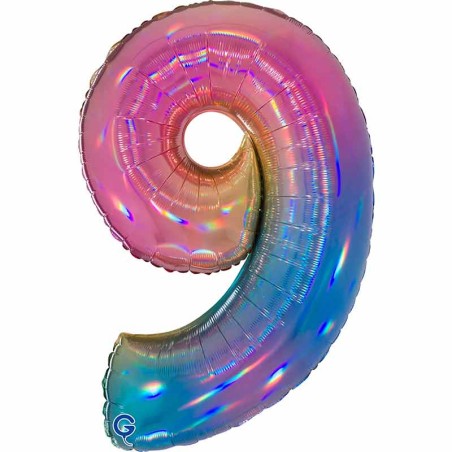 Palloncino in Foil 40" Numero 9 Arcobaleno "Colourful Rainbow" Numeri 40" Arcobaleno "Colourful-Rainbow"