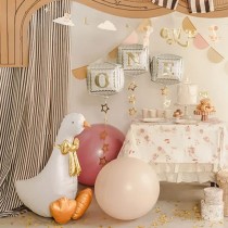Palloncino in Foil 42" Standup Oca Bianca con Grande Fiocco Oro Fattoria