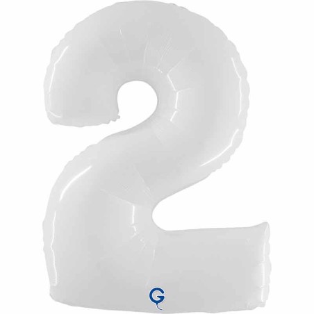 Palloncino in Foil 40" Numero 2 Bianco "White" Numeri 40" Bianco "White"