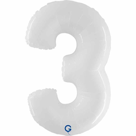 Palloncino in Foil 40" Numero 3 Bianco "White" Numeri 40" Bianco "White"