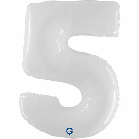 Palloncino in Foil 40" Numero 5 Bianco "White" Numeri 40" Bianco "White"
