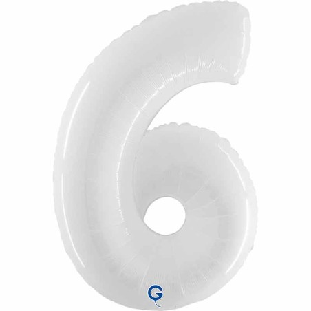 Palloncino in Foil 40" Numero 6 Bianco "White" Numeri 40" Bianco "White"