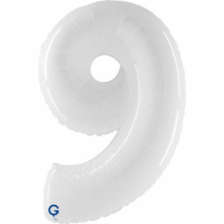 Palloncino in Foil 40" Numero 9 Bianco "White" Numeri 40" Bianco "White"