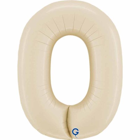 Palloncino in Foil 40" Numero 0 Crema Satinato "Satin Cream" Numeri 40" Crema "Satin Cream"