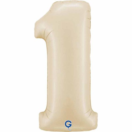 Palloncino in Foil 40" Numero 1 Crema Satinato "Satin Cream" Numeri 40" Crema "Satin Cream"