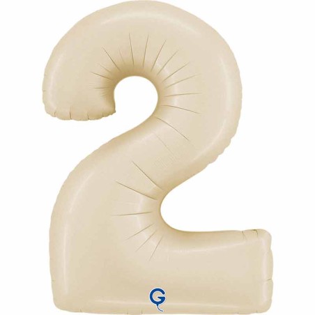 Palloncino in Foil 40" Numero 2 Crema Satinato "Satin Cream" Numeri 40" Crema "Satin Cream"