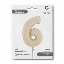 Palloncino in Foil 40" Numero 6 Crema Satinato "Satin Cream" Numeri 40" Crema "Satin Cream"
