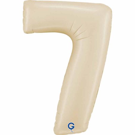 Palloncino in Foil 40" Numero 7 Crema Satinato "Satin Cream" Numeri 40" Crema "Satin Cream"