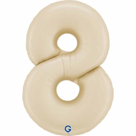 Palloncino in Foil 40" Numero 8 Crema Satinato "Satin Cream" Numeri 40" Crema "Satin Cream"