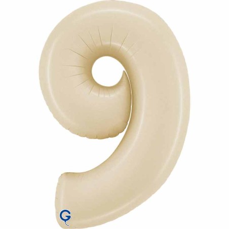 Palloncino in Foil 40" Numero 9 Crema Satinato "Satin Cream" Numeri 40" Crema "Satin Cream"