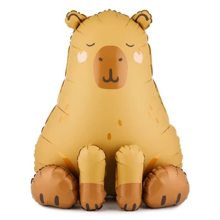 Palloncino in Foil 37" Standup Capibara seduto color Nocciola Animali del Bosco