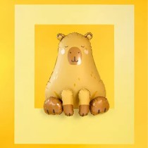 Palloncino in Foil 37" Standup Capibara seduto color Nocciola Animali del Bosco