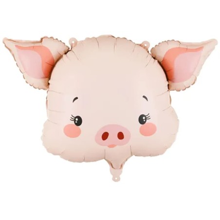 Palloncino in Foil 30" Super Shape Testa di Maialino Rosa Animali (Fattoria e Domestici)