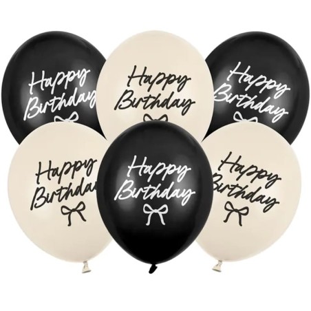 Palloncino in Lattice 12" Happy Birthday con Fiocco "Elegant Milestone" 6pz Elegant Milestone Birthday
